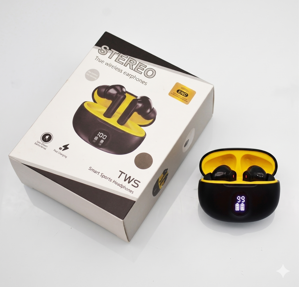 TWS Stereo Wireless Earbuds – Smart Sports Headphones with LED Battery Display