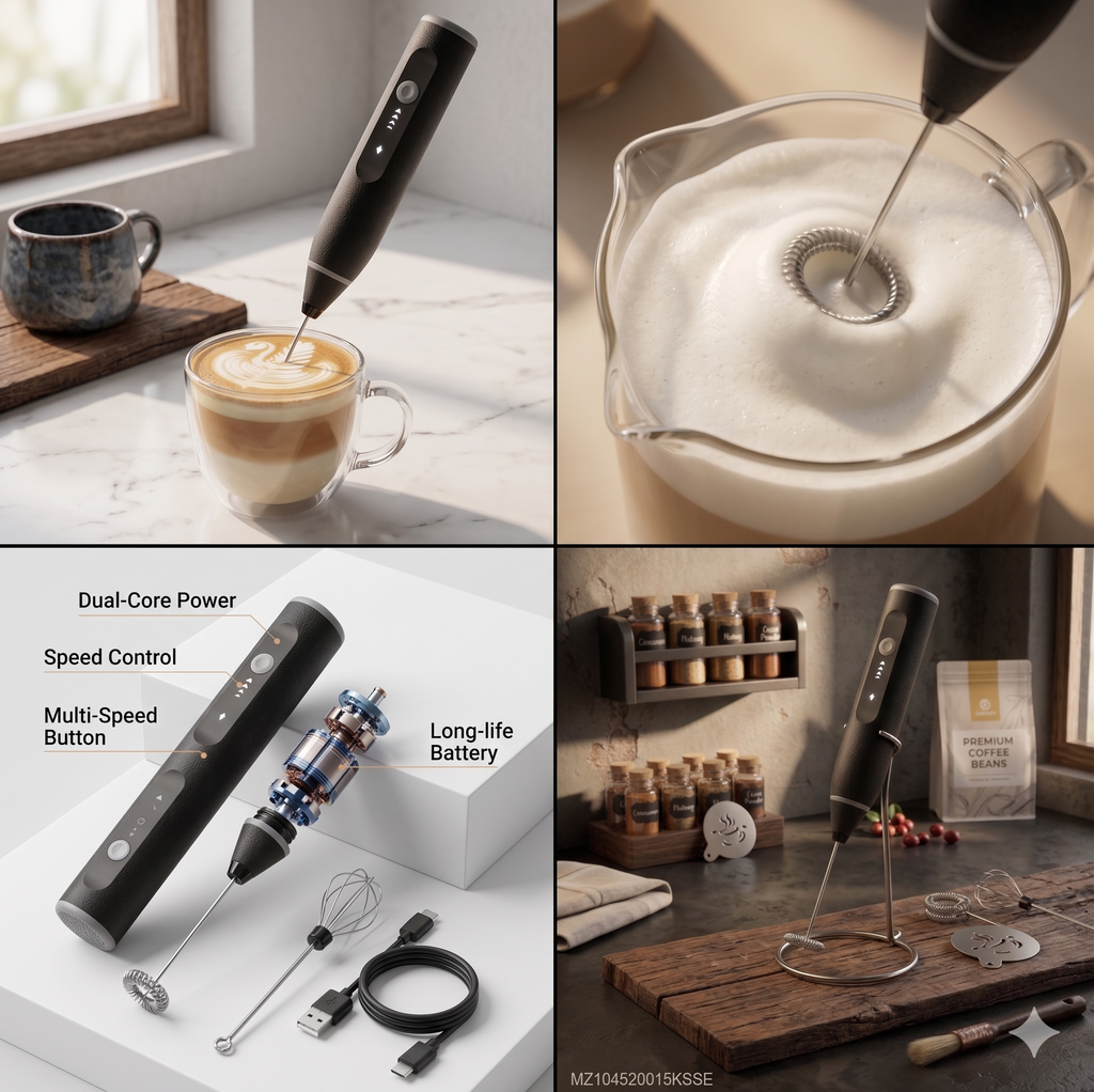 T2MAX 3-in-1 Rechargeable Milk Frother & Coffee Blender