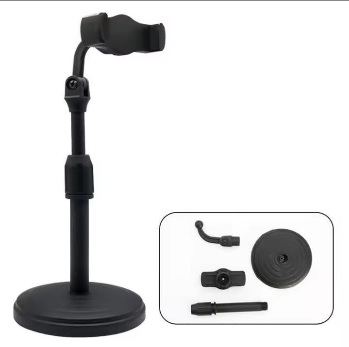 Adjustable Desktop Mobile Phone Stand – 360° Rotating Tabletop Holder for Live Streaming
