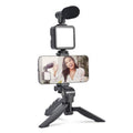 AY-49 Vlogging Video-Making Kit – 4-in-1 Smartphone Tripod Stand with LED Light & Mic