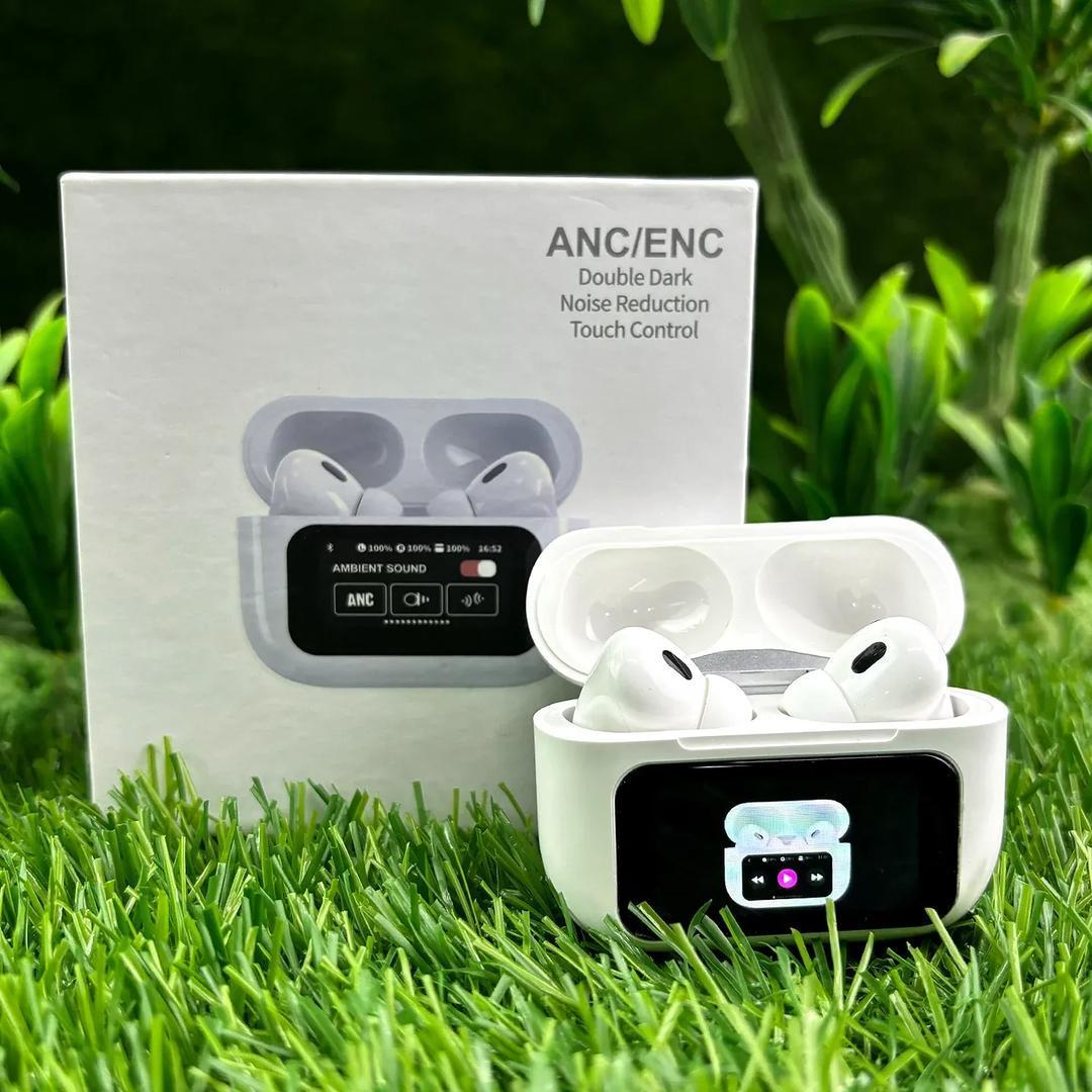 Wireless Earbuds with Smart LED Touch Screen – ANC/ENC Noise Cancelling Earphones