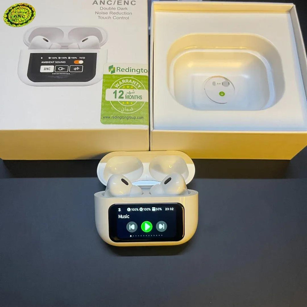 Wireless Earbuds with Smart LED Touch Screen – ANC/ENC Noise Cancelling Earphones