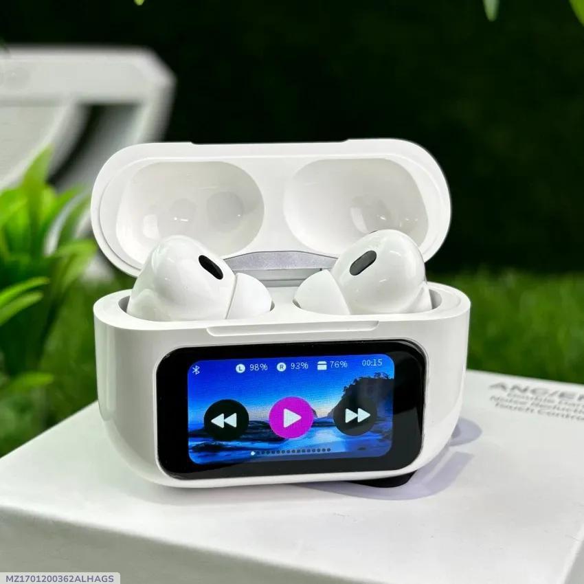 Wireless Earbuds with Smart LED Touch Screen – ANC/ENC Noise Cancelling Earphones