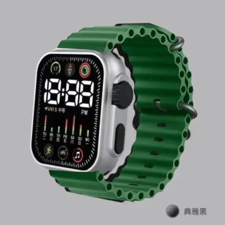 Men's Smart Watch with Silicone Band & Digital Display