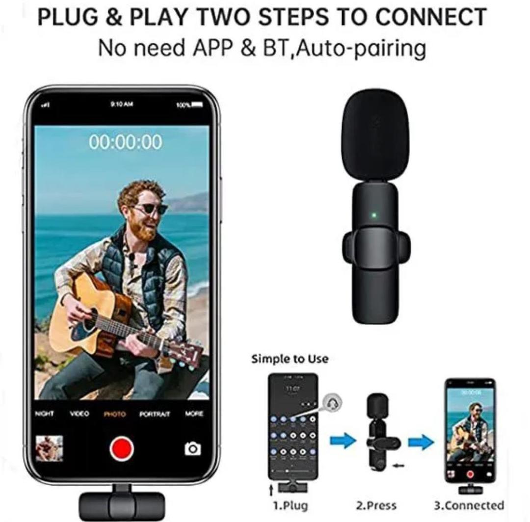 Wireless Lavalier Microphone Type-C – Plug & Play Lapel Mic for Live Streaming & Recording