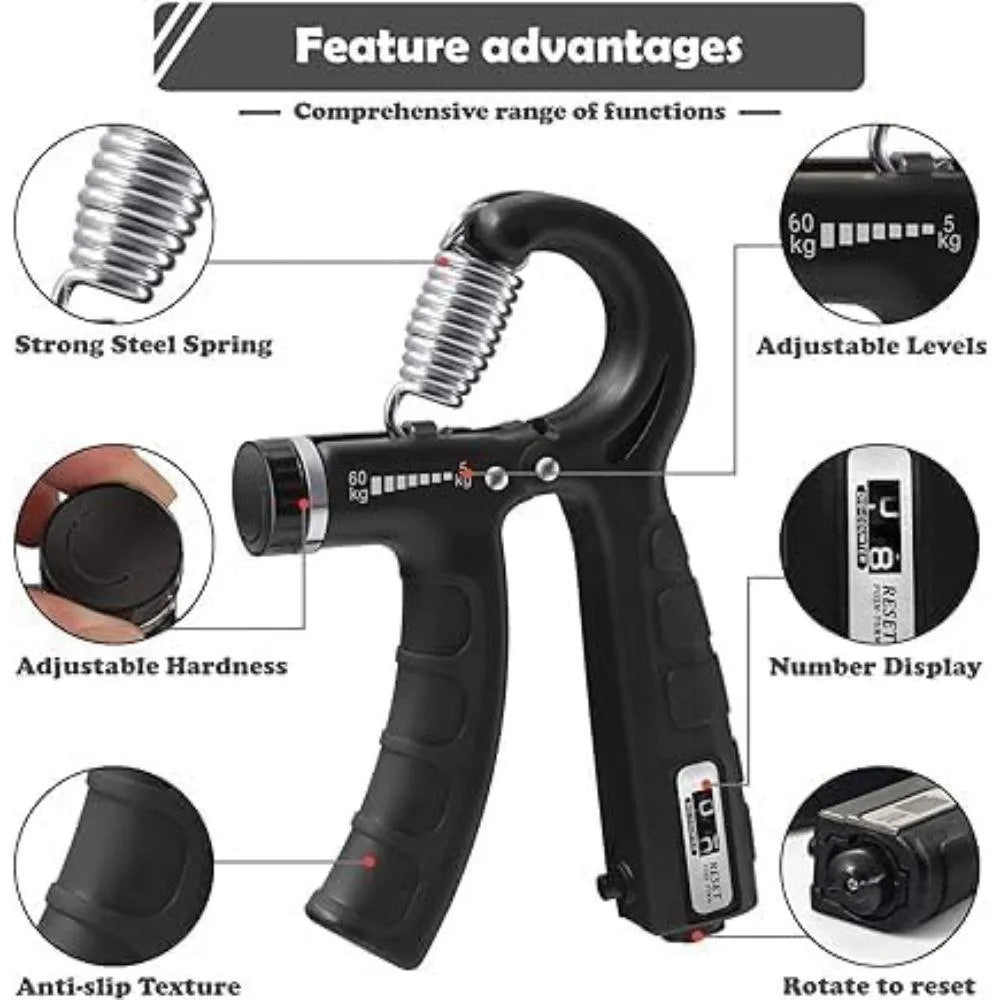 Digital Hand Grip Strengthener Counter – Adjustable 5KG to 60KG
